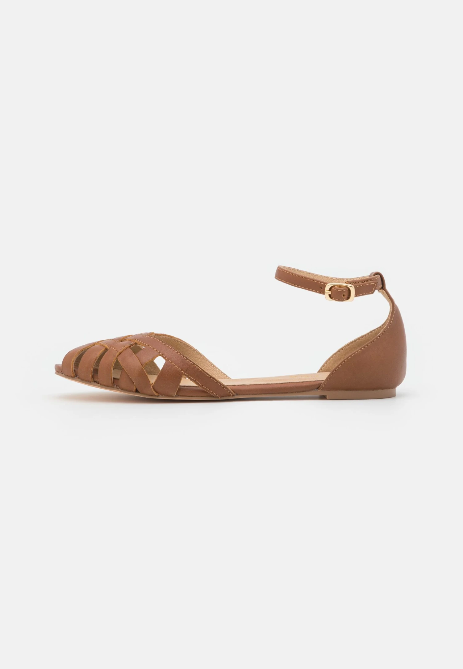 Leather- Peeptoe Ballerina'S - Cognac 2 Leather- Peeptoe Ballerina'S - Cognac - Afbeelding 2