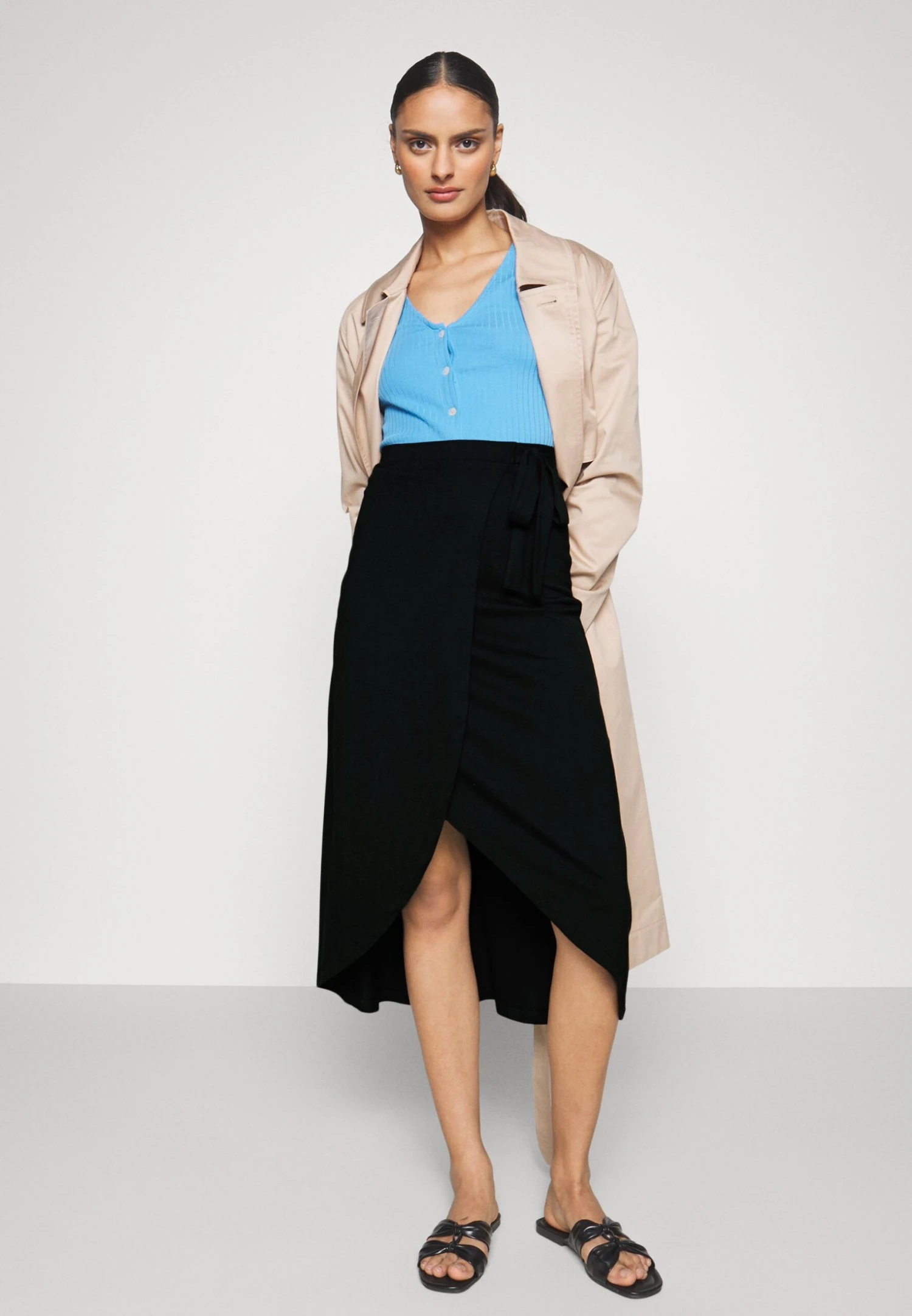 Anna Field Basic Wrap Over Midi Skirt- A-Lijn Rok - Black 5 Anna Field Basic Wrap Over Midi Skirt- A-Lijn Rok - Black - Image 5