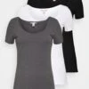 3 Pack - T-Shirt Basic - White/Black/Dark Grey