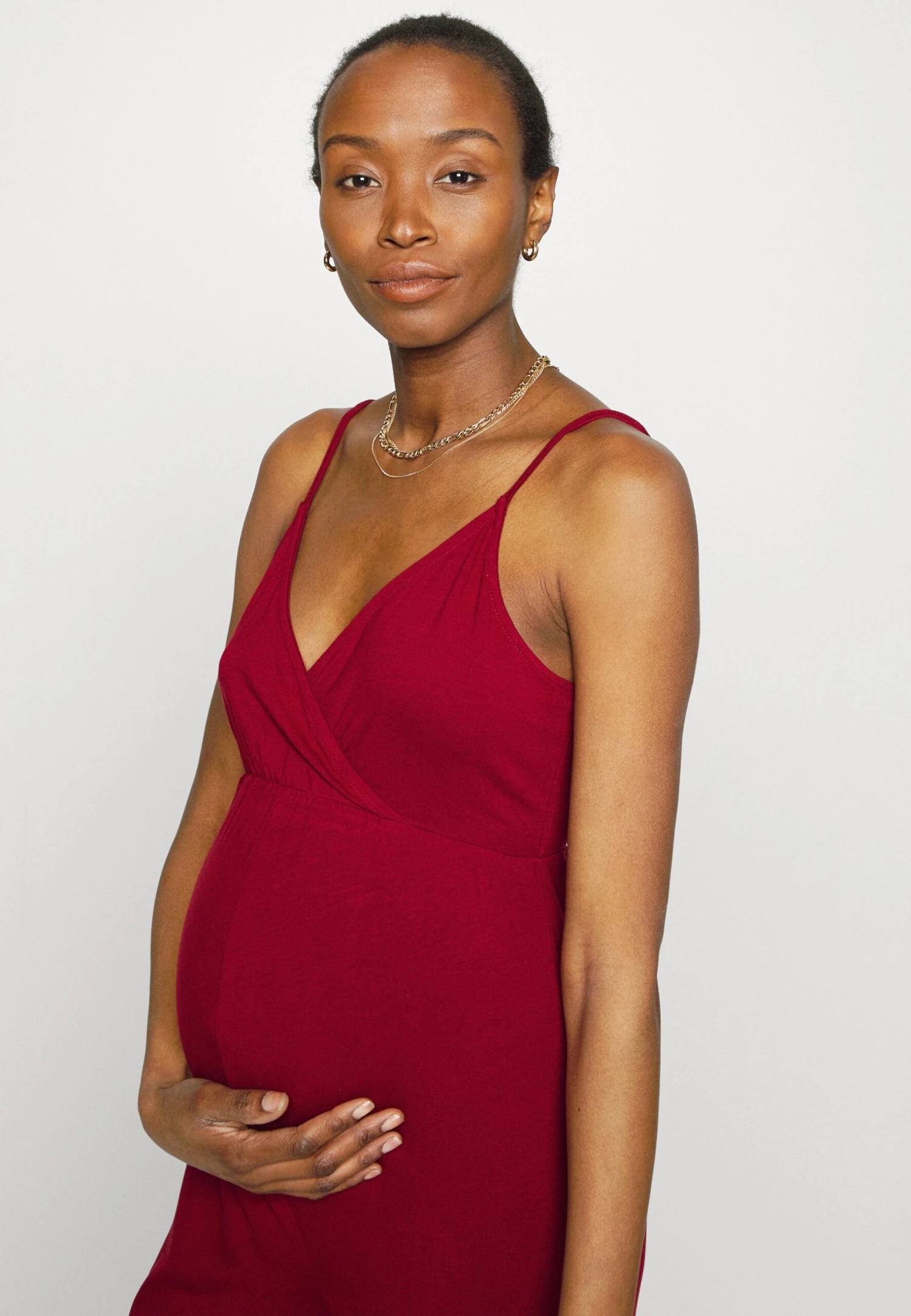 Strappy Drappy Cintered- Jumpsuit - Dark Red 5 Strappy Drappy Cintered- Jumpsuit - Dark Red - Image 5