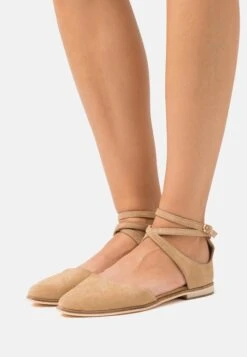 Anna Field Leather- Ballerina'S Met Enkelbandjes - Beige